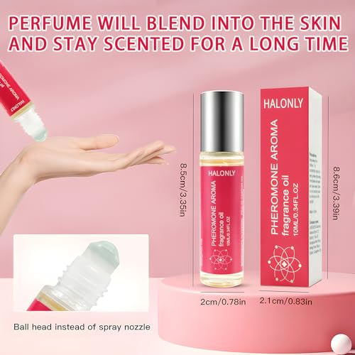 Halonly Roll-On Pheromone Perfume for Women, rollerball perfume, travel perfume, clean perfume Long-Lasting Pheromone-Infused Essential Oil - 0.34 fl.oz (10mL)