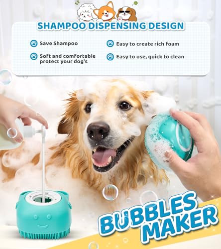 ROBATUN Dog Bath Brush Pet Massage Shampoo Brush Dog Scrubber for Bath Dog Washing Brush Scrubber Pet Bath Massage Brush with Soft Silicone Bristles for Puppy Dog Cat Grooming Cleaning Blue