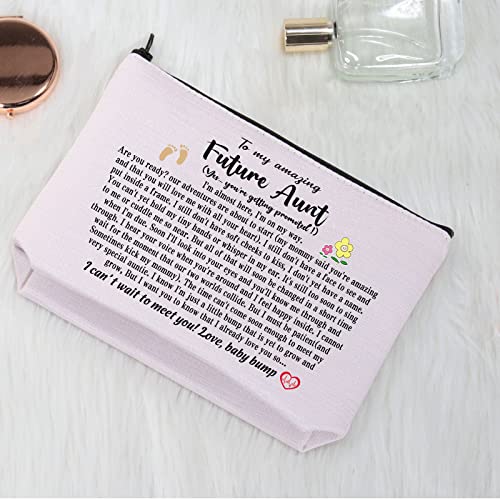 CMNIM Future Aunt Gifts Aunt Announcement Gifts New Aunt Makeup Bag Auntie To Be Gifts Aunt Cosmetic Bag (Future Aunt Makeup Bag)