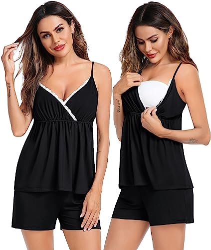 SWOMOG Womens Maternity Robe Set 3 Piece Nursing Pajamas for Breastfeeding 3 in 1 Labor Delivery Hospital Pregnancy Pjs