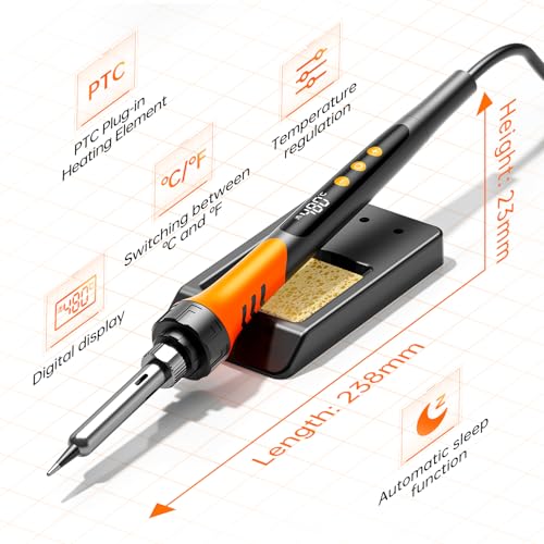 90W 110V LCD Soldering Iron, Soldering Iron Kit, 10-in-1 Soldering gun Tool, 5 Soldering Iron Tips, Solder Wire, Solder Paste, Adjustable Temperature Range 180-480°C