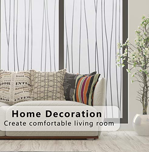Finnez Window Film Privacy and Light Protection Sticker Film Frosted Look Static Cling for Home Office (11.8'' x 78.7'' Irregular Stripe)