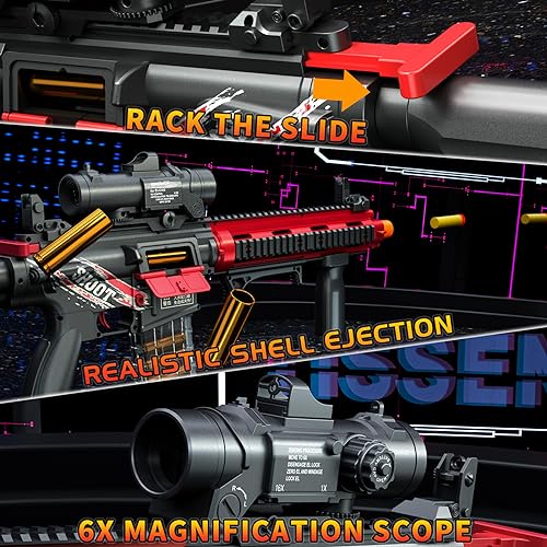 Electric Soft Bullet Toy Gun for Boys, Auto-Manual Shell Ejecting Toy Foam Blasters & Guns with 80 Soft Darts, Shooting Games Educational Toys for 6, 8,12,14+ Kids, for Kids