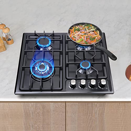 forimo Gas Cooktop 22Inch,Built in Gas Cooktop 4 Burners Stainless Steel Stove with NG/LPG Conversion Kit Thermocouple Protection and Easy to Clean