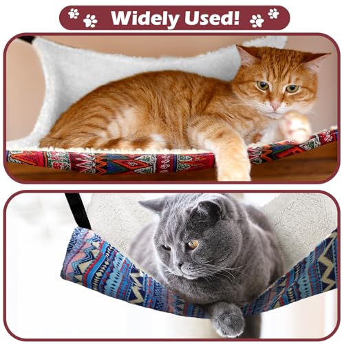 2 Pieces Reversible Cat Hanging Hammock Soft Breathable Pet Cage Hammock with Adjustable Straps and Metal Hooks Double Sided Hanging Bed for Small Dogs Rabbits(Ethnic Pattern,M)