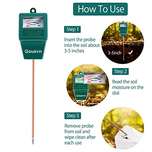 Gouevn Soil Moisture Meter, Plant Moisture Meter Indoor & Outdoor, Hygrometer Moisture Sensor Soil Tester Plant Water Meter for Potted Plants Garden, No Battery Needed (Black)