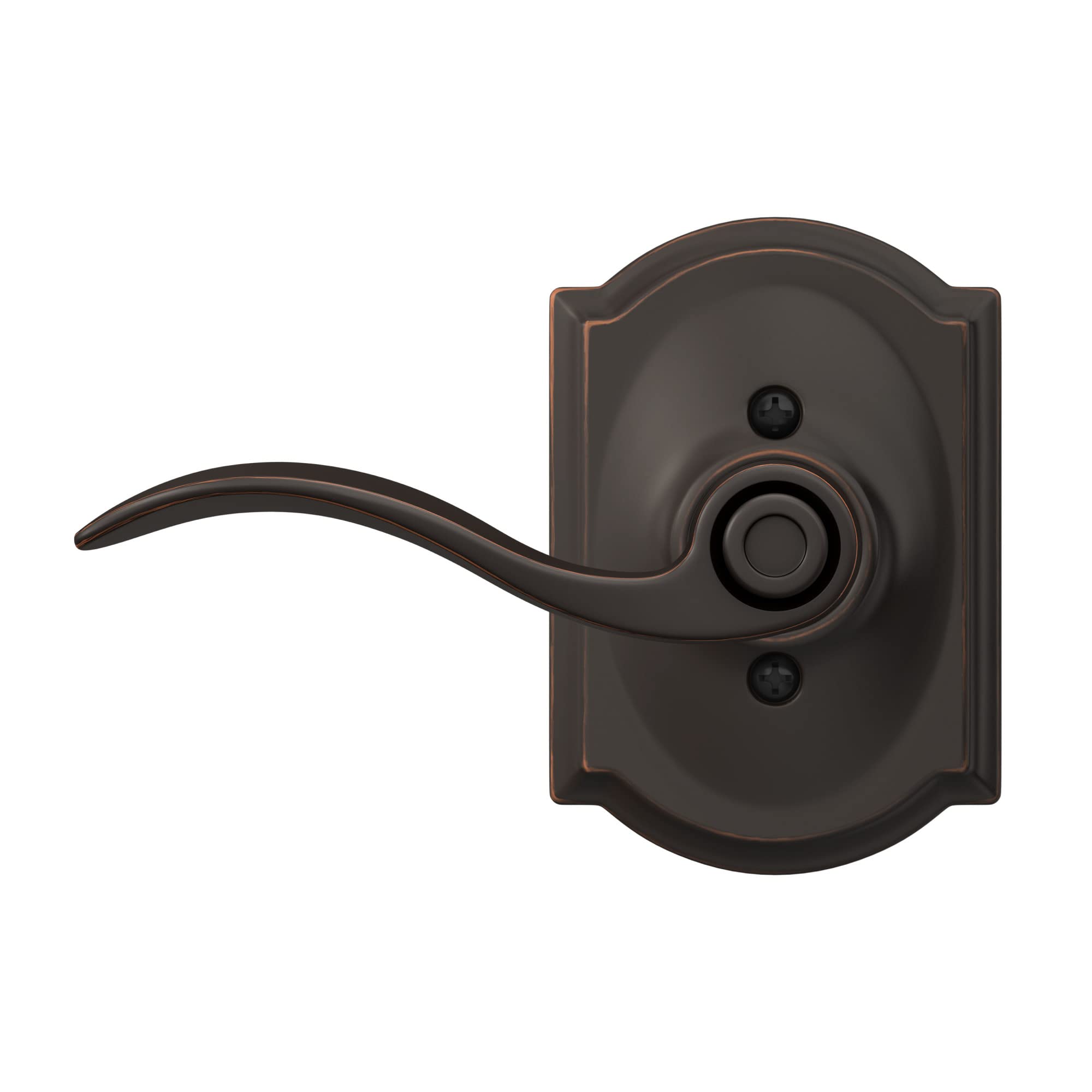 Schlage F40 ACC 716 CAM Accent Door Lever with Camelot Trim, Bed & Bath Privacy Lock, Aged Bronze