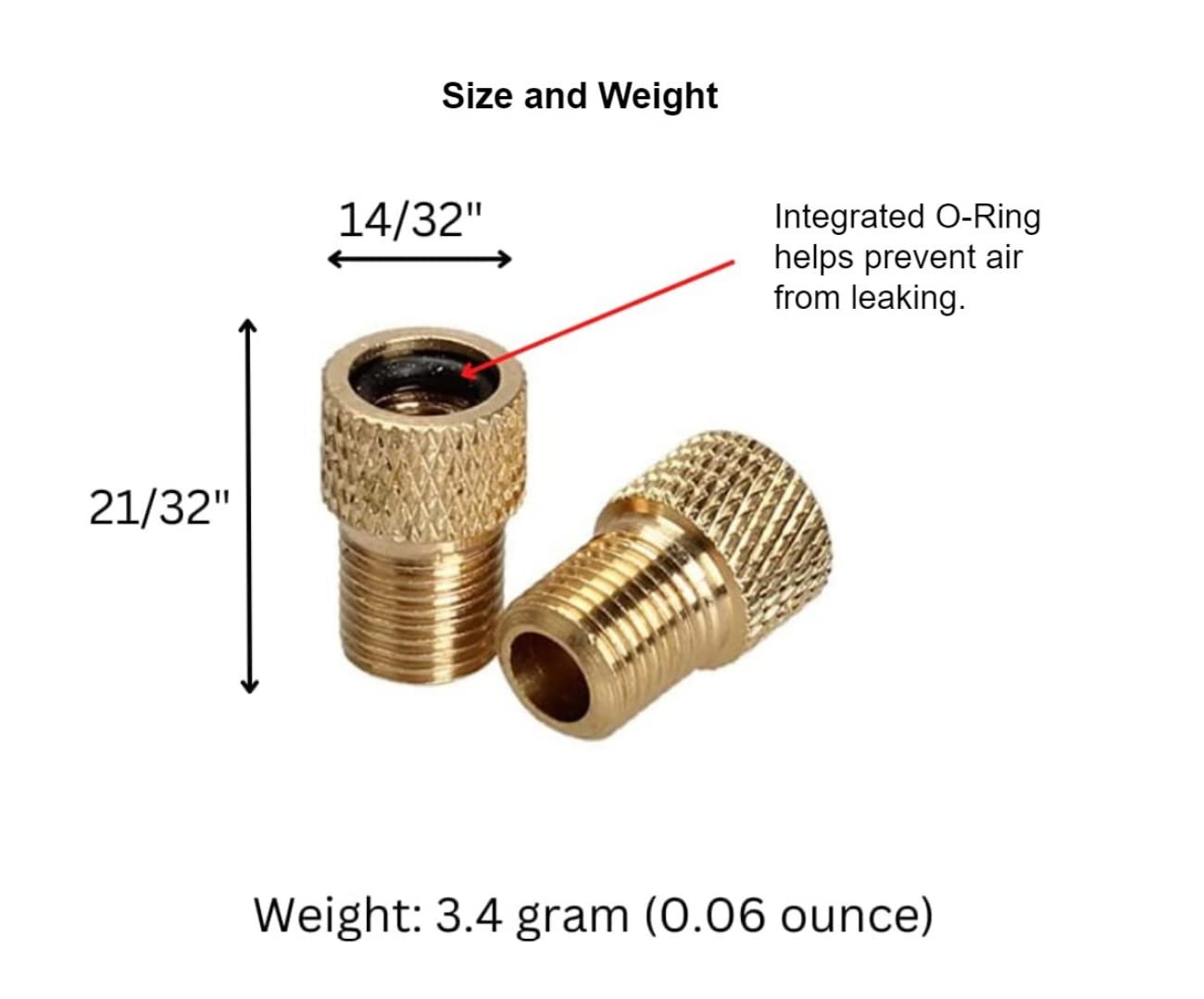 Presta to Schrader Valve Adapter for Bike, Inflate Presta Valve Tire with Air Compressor or Regular Bike Pump Brass, 5 Pieces