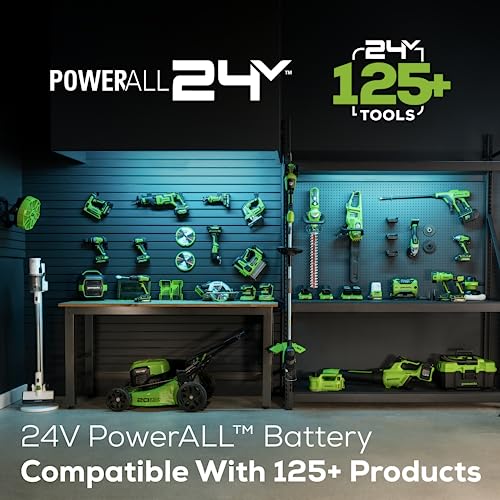 Greenworks 24V (110 MPH / 450 CFM / 125+ Compatible Tools) Cordless Brushless Axial Leaf Blower, 4.0Ah Battery and Charger Included