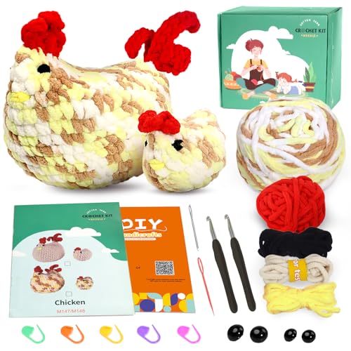 PIPAPI Crochet Kit for Beginners, 2 Pattern Carrot Ground Elf, Knitting Kit for Adult Kids with Step-by-Step Video Tutorials, Instructions and Yarns, Hook, Accessories