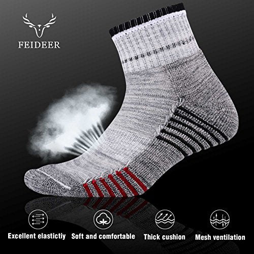 FEIDEER Men's Casual Crew Socks, Wicking Cushion Athletic Socks for Men, 5-Pack, Mid-Weight, All-Season (TJ-1-5MS181BK-L)