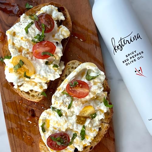 Spicy Red Pepper Olive Oil, Cold-Pressed EVOO, Made from 100% Pure Early Harvested Koroneiki Olives, Authentic Mediterranean Flavors, Incredible Superfood, Smooth & Fresh Taste (12.7 oz)