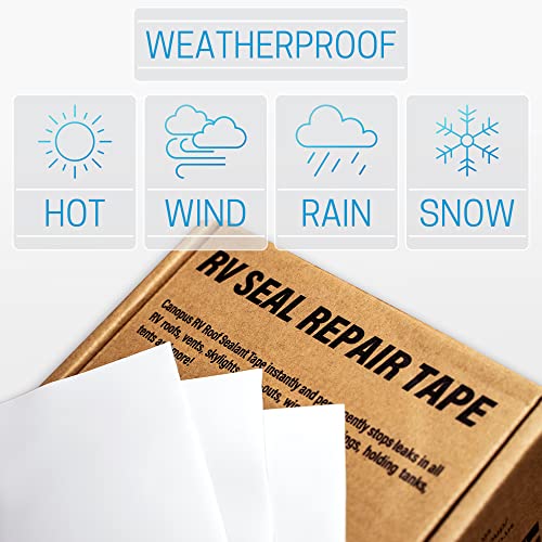 CANOPUS RV Sealant Tape, White, 2 Inch x 50 Feet, Roof Patch Repair Tape, Waterproof Leak Tape for RV punctures, Boat Sealing, Camper, Awning, Canopy, Tents, Tarpaulin and Greenhouse