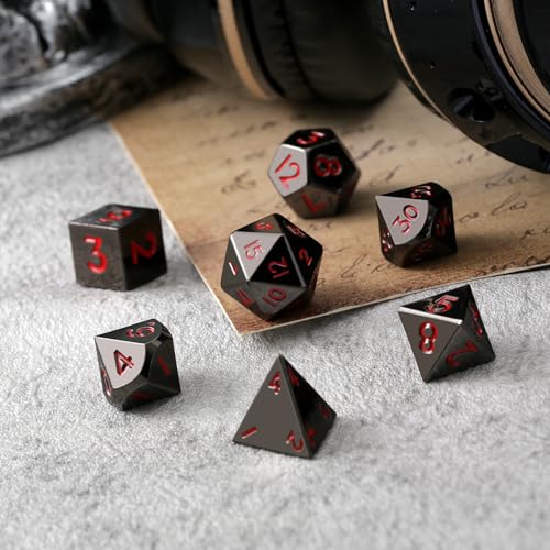 Stripe Metal DND Dice,DNDND Metallic Stripes Dice with Gift Metal Box for Dungeons and Dragons D&D (Purple Stripes)