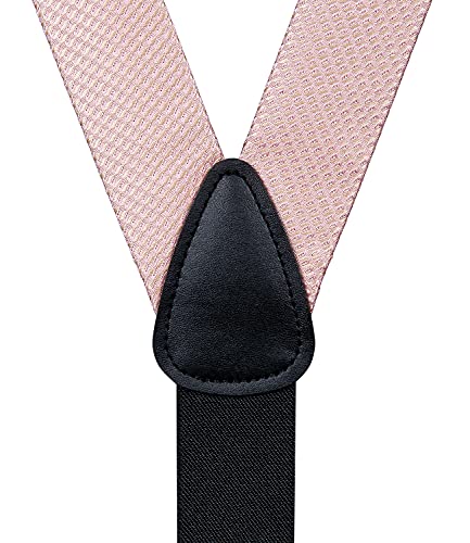 DiBanGu Light Blue Bow Tie and Suspenders for Men 6 Clips Adjustable Y Braces Paisley Pocket Square Cufflinks