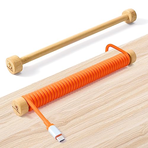 ZIYOU LANG C01 Custom Coiled USB C to A Cable with Detachable Double Sleeved Spiral Cable Extendable Spring Line Metal Aviator Connector Type-C Port for Mechanical Gaming Keyboard (White A Green C)