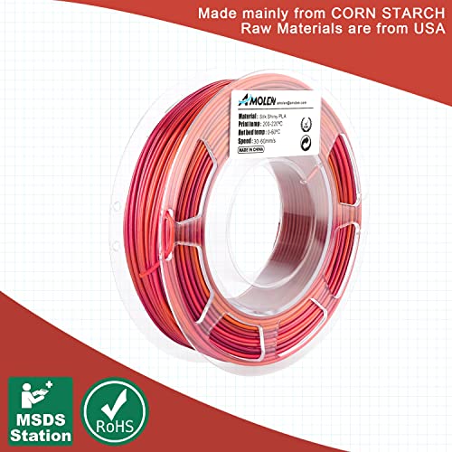 AMOLEN Silk PLA 3D Printer Filament Bundle, Shiny Multicolor Rainbow PLA Filament 1.75mm Pack, Fast Color Change PLA 3D Printing Filament for Most FDM 3D Printer, 200g X 4 Spools