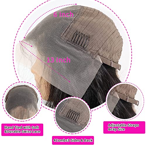 Aicrelery 13x6 Lace Front Wigs Human Hair Wigs for Women 13x6 HD Lace Frontal 180 Density Brazilian Virgin Glueless Wigs Human Hair Pre Plucked with Baby Hair Natural Color 18 Inch