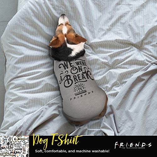 Friends the TV Show We were On A Break Dog T Shirt in Grey | Soft Dog Shirt, Machine Washable Pull-Over Dog Tshirt, Light Weight & Semi-Stretch | Size X-Small for All Small Dogs and Puppies