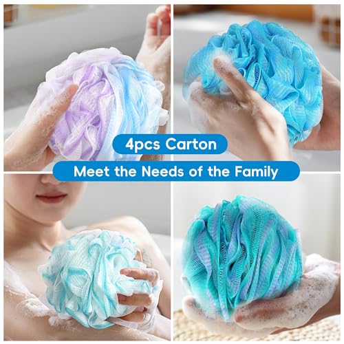 LCZLBath Loofah 4PCS 75g XL Loofa Set Soft Bath Body Sponge Thick Wash Puffs for Shower