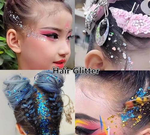 Go Ho Brown Face Body Glitter,Singer Concerts Brown/Maroon Face Glitter Makeup,Holographic Chunky Sequins Glitter Gel for Eye Lip Hair,Festival Rave Accessories,52g
