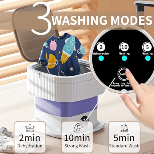 Portable Washing Machine Mini Washer 60W Small Washing Machine Dryer Folding Lavadora Portatil Foldable Compact Manual Laundry Clothes Apartment Travel Underwear Camping