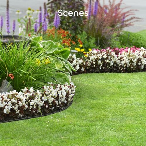 GROWNEER 2 in Tall, 33FT No-Dig Landscape Edging, Rubberific Landscape Edging Garden Edging Border with 30 Pcs Garden Staples, 1PC Hammer Edging for Landscaping Garden, Flower Beds, and Lawn (Black)