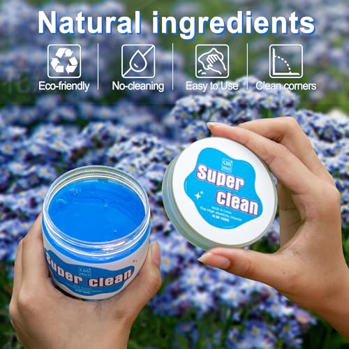 JUSTTOP 2 Packs Universal Cleaning Gel for Car, Detailing Putty Gel Detail Tools Car Interior Cleaner Laptop Cleaner(Blue)