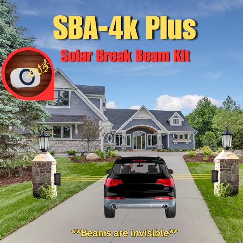 Dakota Alert SBA-4k Plus Solar Break Beam Driveway Alarm Kit - Long Range, Outdoor, Weatherproof, Up to 1 Mile Wireless Range - Includes SBB-4000 Transmitter & RE-4k Plus Receiver | Property Alarms