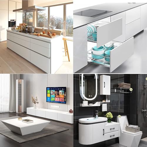 Shiny White Wallpaper peel and Stick Wallpaper Glossy Self Adhesive Removable Wall paper 15.8" X 78.7"Waterproof Countertop Paper White Contact Paper for Cabinet Countertop Furniture Kitchen Vinyl