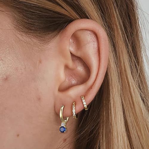 FANZE Small Gold Hoop Earrings, Gold Earrings Huggie Earrings, Birthstone Gold Hoop Earrings Jewelry Gift Women Party Fashion