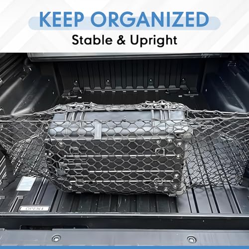 LINKCRO Truck Bed Cargo Net for Pickup Truck Bed - Premium Truck Bed Net for Trunk Organizers and Storage - Trunk Mesh Cargo Net for Chevrolet Silverado, FT150, GMC