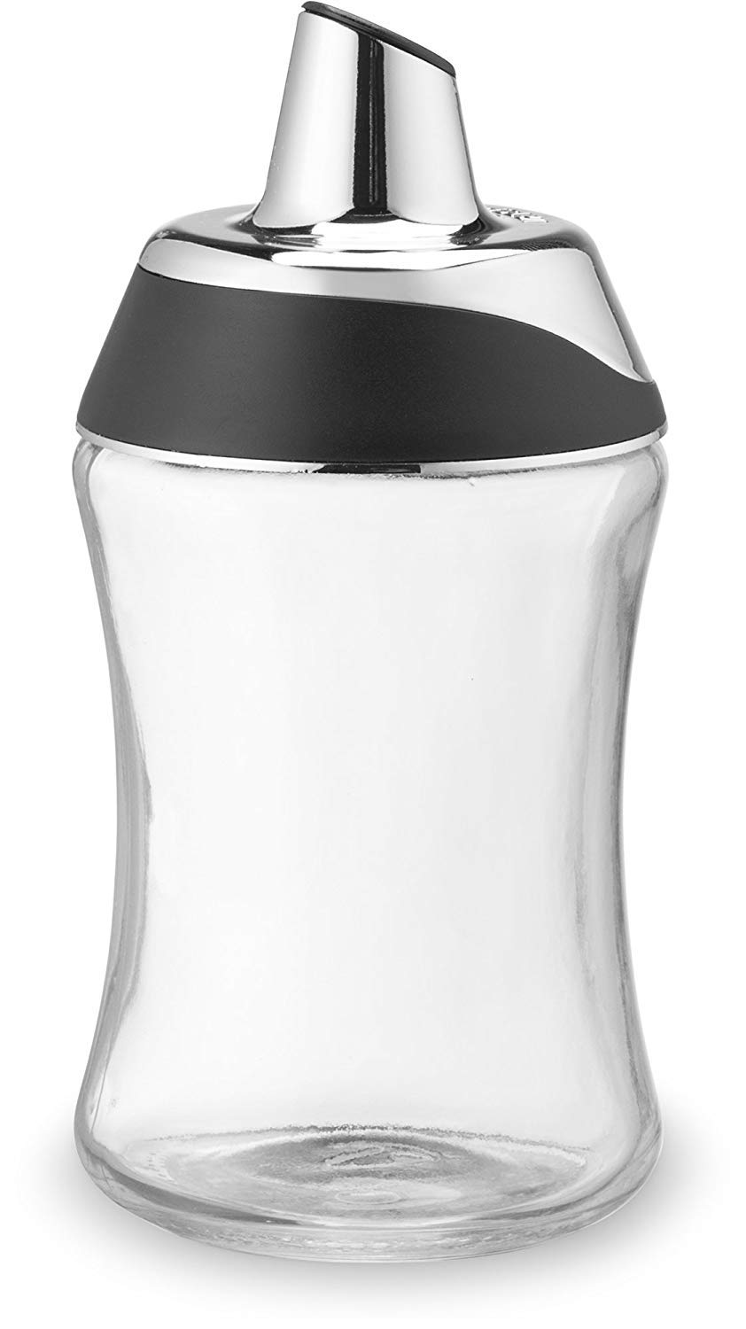 J&M DESIGN Sugar Dispenser with Pour Spout - 7.5oz Glass Jar, Chrome Twist Off Cap - Coffee Bar Accessories, Baking Supplies Organizer, Powdered Creamer Container
