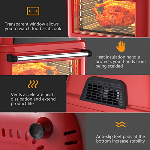 COSTWAY 8-in-1 Air Fryer Toaster Oven, Multifunctional Programmable 19QT Cooking Oven with 10 Accessories, Rotisserie, 8 Pre-set Recipe, LED Digital Touchscreen, Viewing Window, 1800W