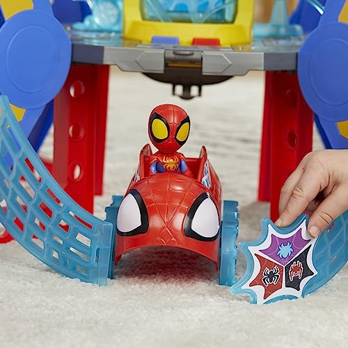 Spidey and His Amazing Friends Web-Spinners Web-Quarters, Kids Playset with Action Figure, Vehicle, and Accessories, Marvel Super Hero Toys, Ages 3 and Up