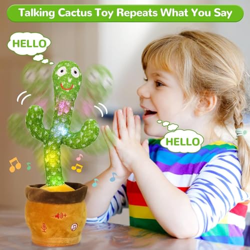 Emoin Dancing Cactus Talking Cactus Toy, Cactus Baby Toy Singing Children's Song+Box,Mimicking Cactus Recording &Repeating What You Say,Electronic Educational Toys for Children Playing