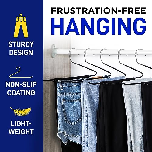 Lifemaster Metal Pants Hanger Set - 20 Pieces Elegant Non-Slip Closet Space Saving Hanger Set for Pants, Trouser, Blankets, and Jeans with Rubber Coating and Open Ended Sleek Design - Black