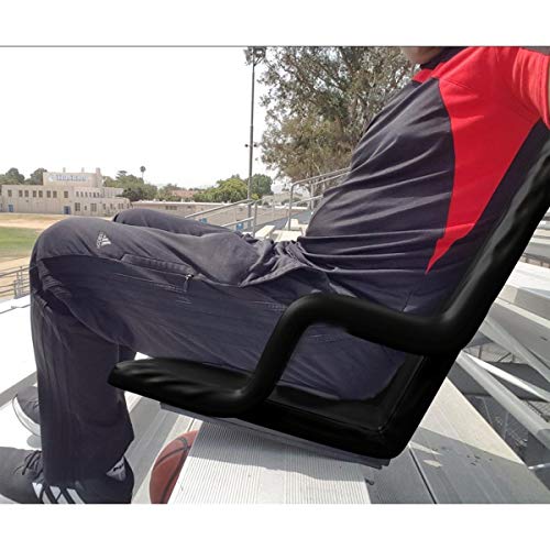 Stadium Chair Cushion - Bleacher Seat with Padded Back Support, Armrests, 6 Reclining Positions, and Portable Carry Straps by Home-Complete (Black)