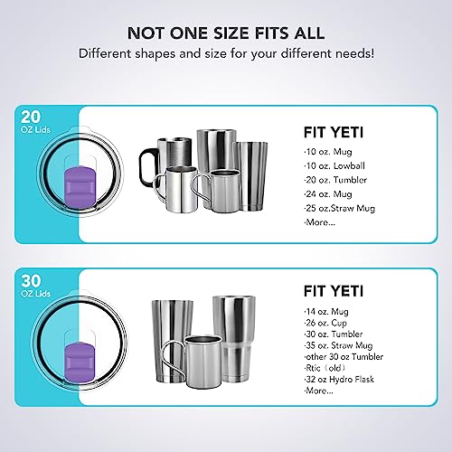 20 oz Tumbler Lid, Replacement Lids Compatible for YETI 20 oz Tumbler, 10/24 oz Mug and 10 oz Lowball, Travel Spill Proof Cup Lids Covers with Magnetic Slider Switch, BPA Free