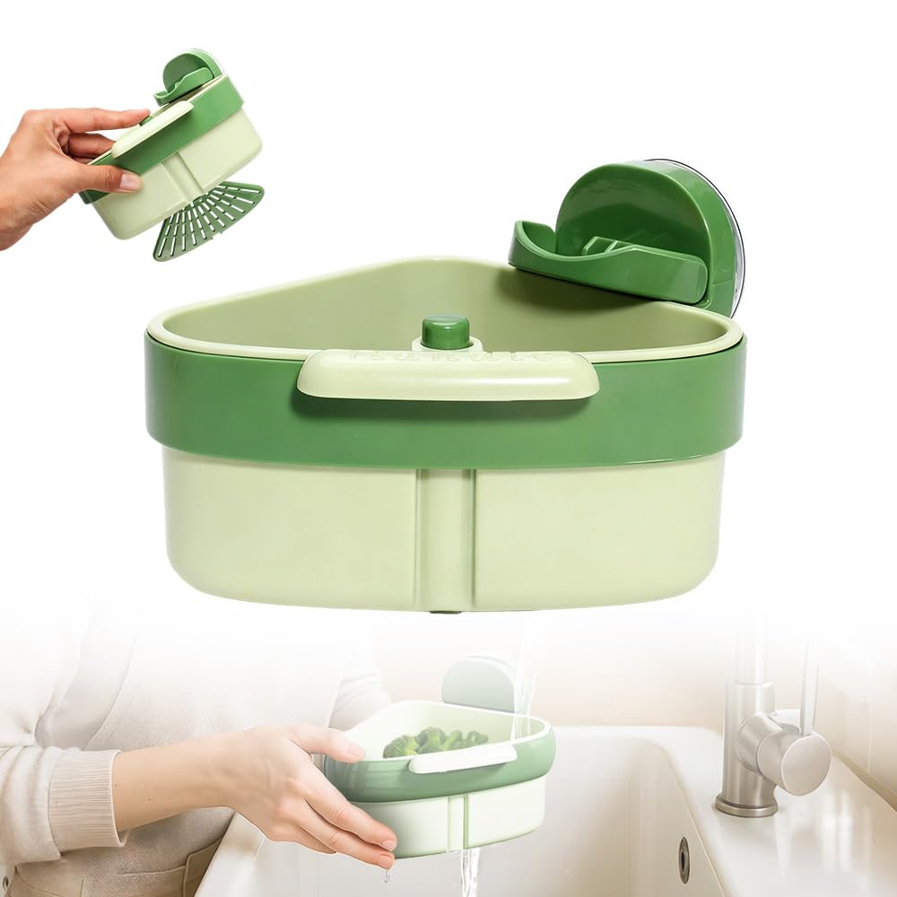 2026 Self-Cleaning Kitchen Sink Food Waste Catcher Faucet Hanging,Press Automatic Dumping Sink Strainer Basket,Multi-Purpose Kitchen Draining Basket,Trash Catcher for Garbage Leftovers (A-Green/1PCS)