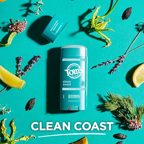 Tom’s of Maine Clean Coast Natural Deodorant for Men and Women, Aluminum Free, 3.25 oz (Pack of 2)