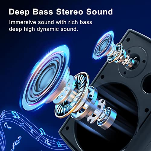 Herdio 6.5 inch 800W Outdoor Bluetooth Speakers Waterproof Wall Mounted Sound System with Multifunctional Amplifier, Powerful Bass & Stereo Sound, Easy to Install, for Patio Deck Porch (2 Pairs Black)