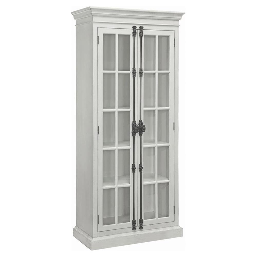 Coaster Furniture 2-Door Curio Cabinet Antique White and Clear 910187
