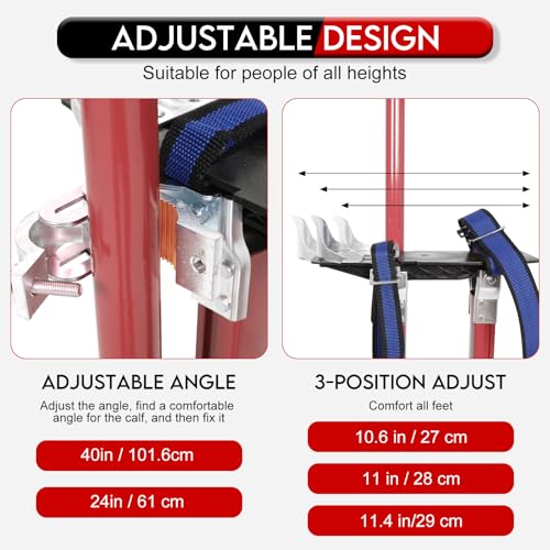 15"-23" Professional Grade Adjustable Drywall Stilts Taping Paint Stilt Aluminum Tool Stilt for Painting Painter Taping Red