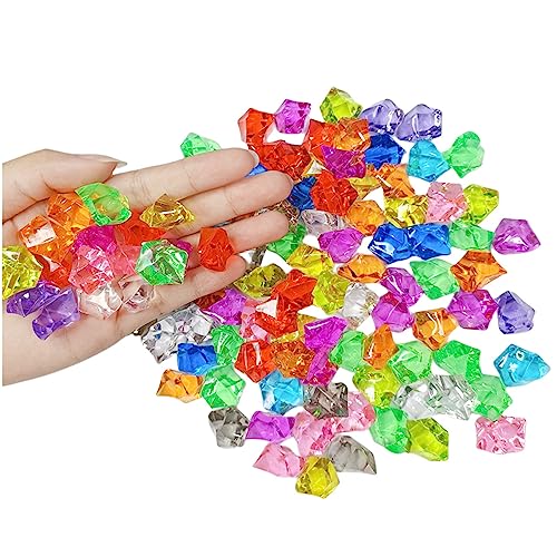 Featuman Blue Crystal Gems Plastic Jewels, 400 Pcs Fake Crystals Acrylic Gems Vase Fillers for Centerpieces, Fake Diamonds Plastic Ice Cubes for Board Gaming, Table Decor, Beach Theme Party