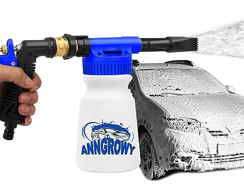 anngrowy Car Wash Foam Gun Foam Cannon Garden Hose Spray Foam Gun Soap Car Wash Foam Cannon Blaster for Hose Car Washing Soap Gun Adjustable Foaming Car Wash Sprayer Quick Connector to Any Garden Hose