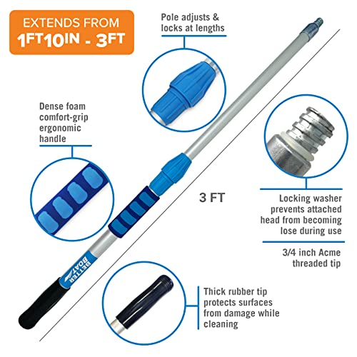 Extension Pole, Telescoping Rod, 1.8-3 ft Extendable Deck Brush Handle, Boat Hook, Painter’s Stick, 3/4" Universal End, Twist Lock, for Paint Rollers, Mops, and Long Reach Tasks