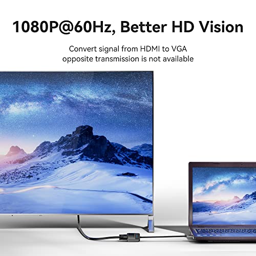 VENTION VGA to HDMI-1080P Video Dongle Adaptador VGA Converter with Audio Cable (0.5FT), Male to Female for PC,Monitor HDTV (Note: VGA to HDMI Only, Not Bi-Directional)