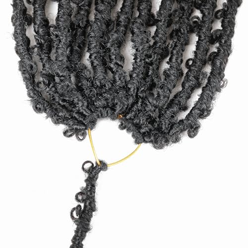 Short Butterfly Locs Goddess Locs Crochet Hair With Curly Ends 18 Inch Distressed Butterfly Faux Locs Synthetic Goddess Locs Butterfly Soft Locs Hair Extensions (14 Inch, 6packs,1B)