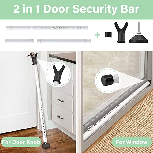 YeYeBest Door Security Bar 28-45Inch Adjustable Door Stoppers 1 Pack Heavy Duty Stoppers/Jammer Bedroom Door Barricade Security Bars for Window, Stop, Front Door, Apartment, Home,Travel, Hotel Room